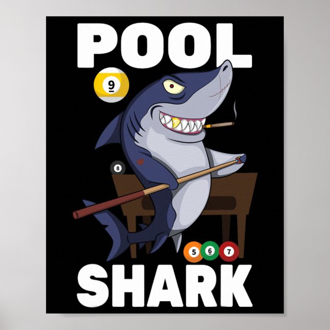 Billiards - Bassäng Shark - Snooker Player - R Pub Poster (Framsidan)