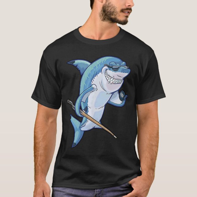Billiards Bassäng Shark T Shirt (Framsida)