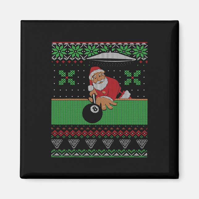 Billiards Bassäng Ugly jul Sweater Stil Magnet (Framsidan)