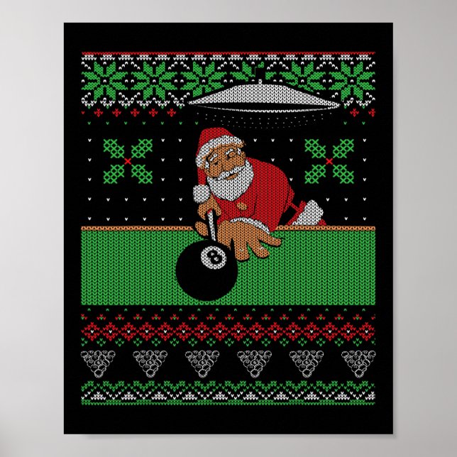 Billiards Bassäng Ugly jul Sweater Stil Poster (Framsidan)