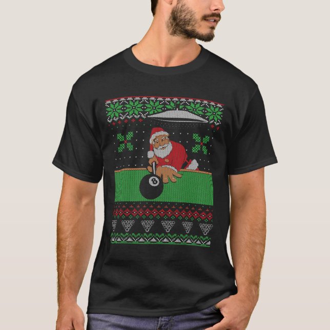 Billiards Bassäng Ugly jul Sweater Stil T Shirt (Framsida)