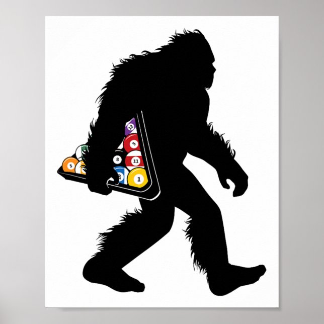 Billiards Bigfoot med Bassäng Sasquatch Snooker Poster (Framsidan)