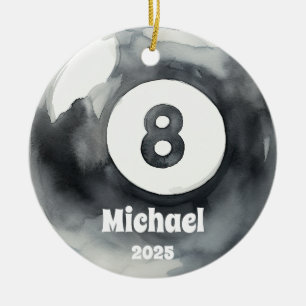 Billiards Boll Ornament, Ornament, Kids Sports Julgransprydnad Keramik