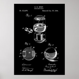 Billiards Boll Patent Poster