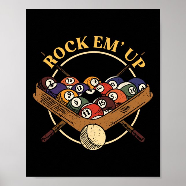 Billiards Boll Rack Stick Cue Billiard Player Snoo Poster (Framsidan)
