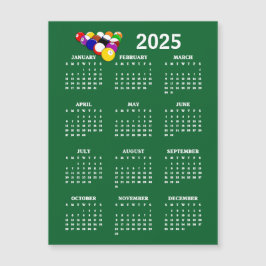 Billiards Bollar Bassäng 2025 Calendar Magnetic Ca