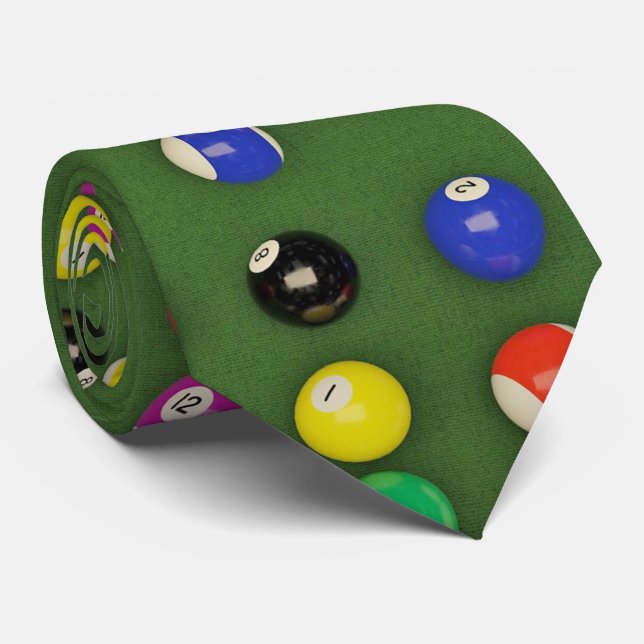 Billiards Bollar Bassäng Bord Necktie Slips (Rullad)