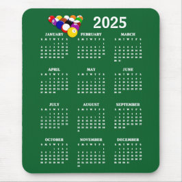 Billiards Bollar Bassäng Design 2025 Calendar Mous Musmatta