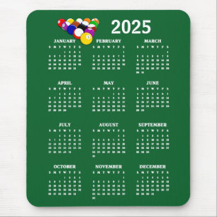 Billiards Bollar Bassäng Design 2025 Calendar Mous Musmatta