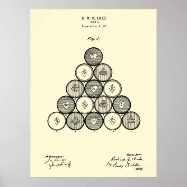 Billiards Bollar Patent Wall art PRint #1 Poster (Framsidan)