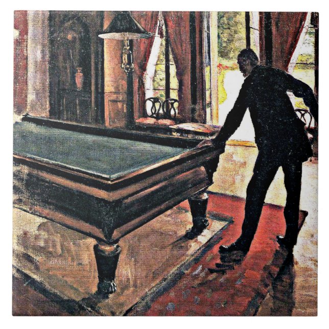 Billiards - Caillebotte, 1876 grafik, Kakelplatta (Framsidan)