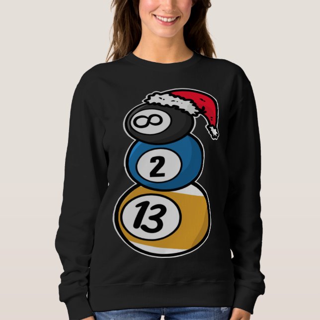 Billiards Christmas Snowman with Pool Table Balls  T Shirt (Framsida)