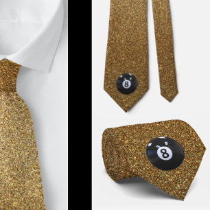 Billiards Coola Åtta Boll Bassäng Guld Neck Tie Slips