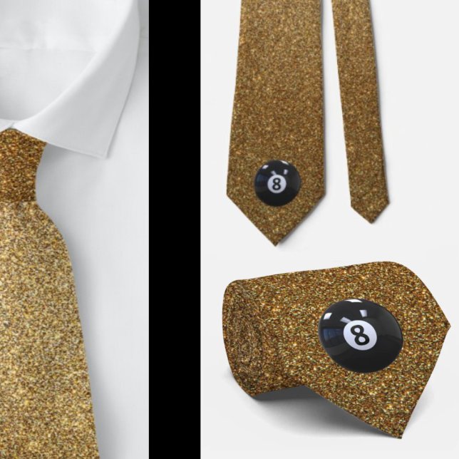 Billiards Coola Åtta Boll Bassäng Guld Neck Tie Slips (Skapare uppladdad)