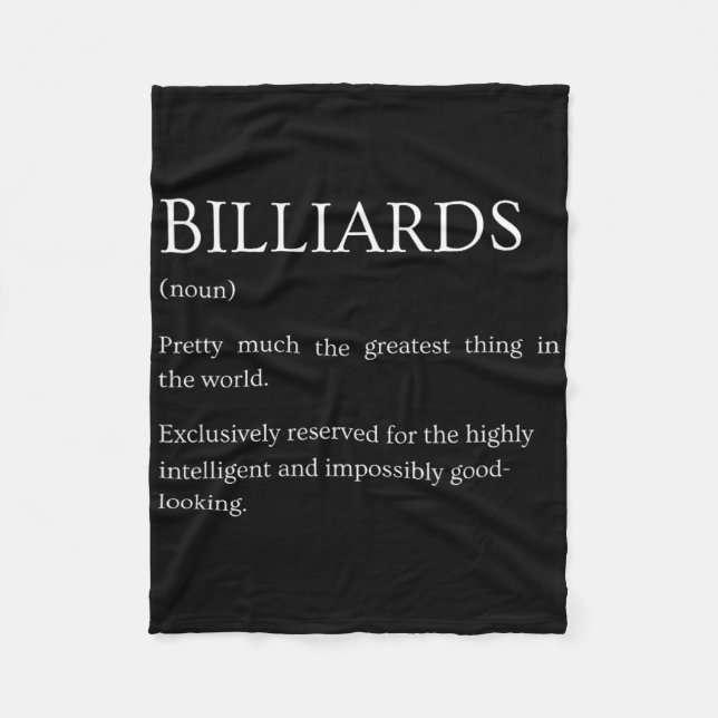 Billiards Definition - Lustigt Sarkastic Billiards Fleecefilt (Framsidan)