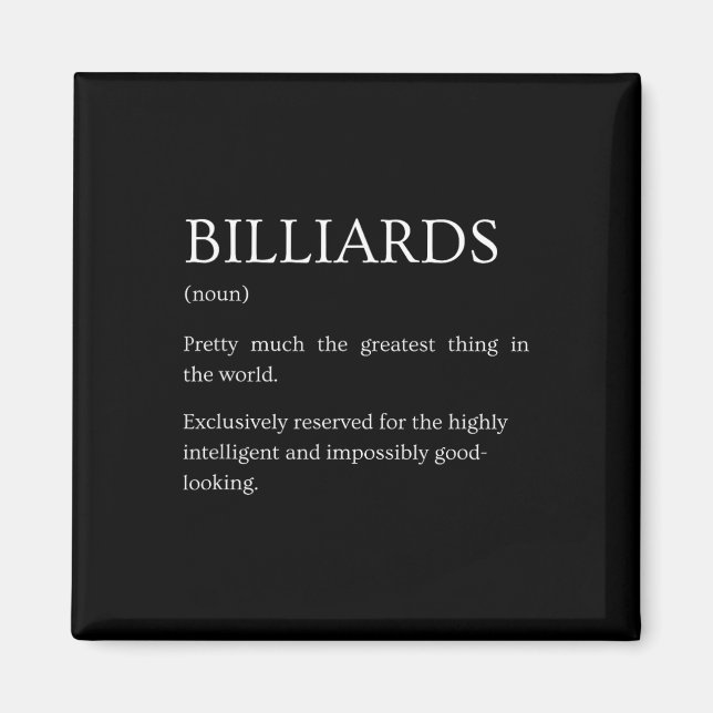 Billiards Definition - Lustigt Sarkastic Billiards Magnet (Framsidan)