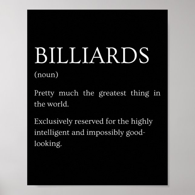 Billiards Definition - Lustigt Sarkastic Billiards Poster (Framsidan)