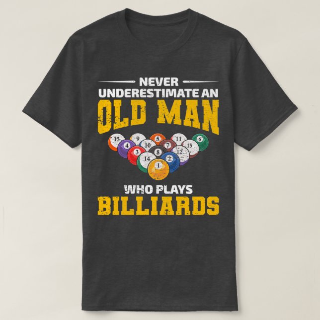 Billiards Game Bassäng Pappa Grandpa Fars dag Funn T Shirt (Design framsida)