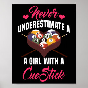 Billiards Girl Player Bord Snooker Pyramid Billia Poster