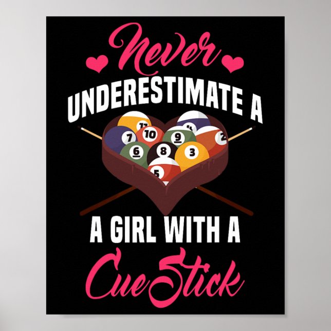 Billiards Girl Player Bord Snooker Pyramid Billia Poster (Framsidan)