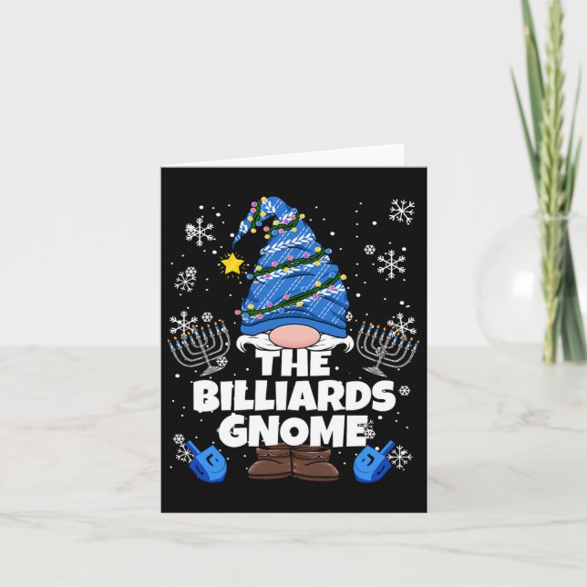 Billiards Gnome Funny Jewish Hanukkah Gnome Billia Kort (Framsida)