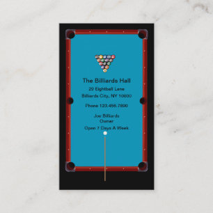 Billiards Hall och Sports Pub Visitkort