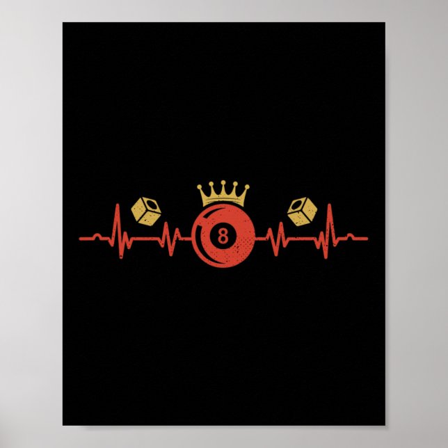 Billiards Heartslag 8 Boll Bassäng Player Billiard Poster (Framsidan)