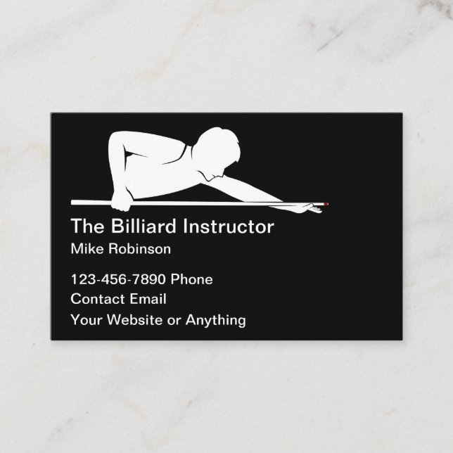 Billiards Instructor Lessons Simple Business Cards Visitkort (Framsida)