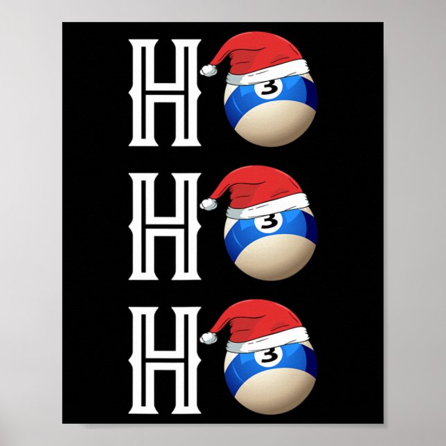 Billiards jul Santa Hat Bassäng Hall Party Gift Poster (Framsidan)