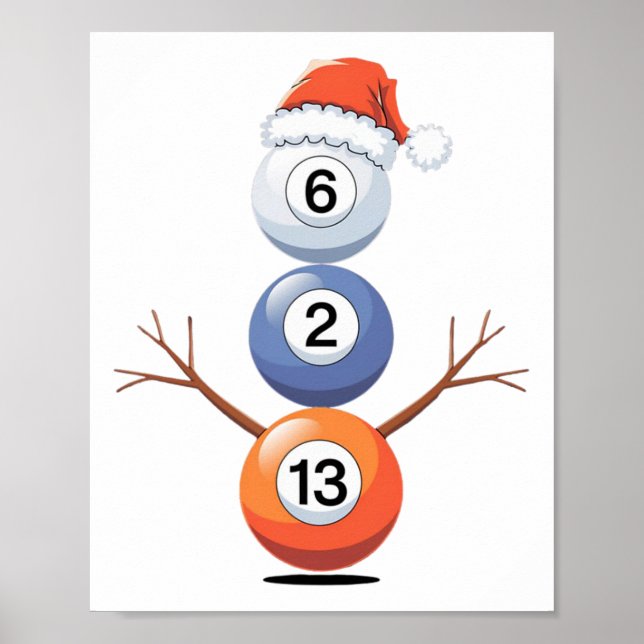 Billiards jul Snögubbe med Bassäng Bord Poster (Framsidan)