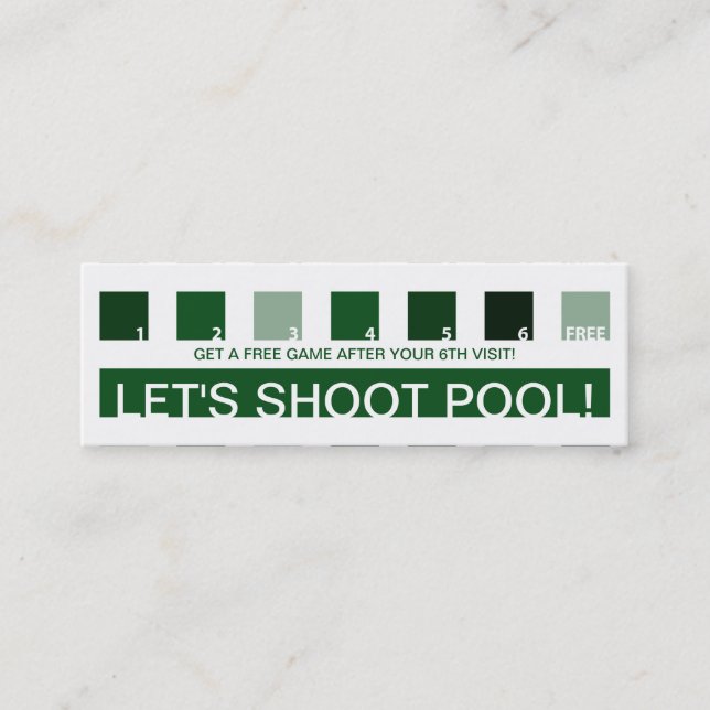 BILLIARDS kundvärdering (modets kvadratdelar) Lojalitetskort (Framsida)