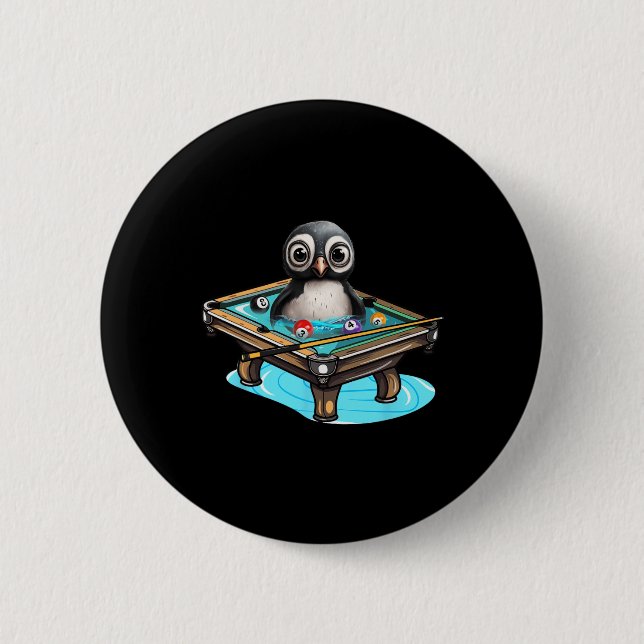 Billiards Penguin Hustler Bassäng Snooker spelar p Knapp (Framsida)