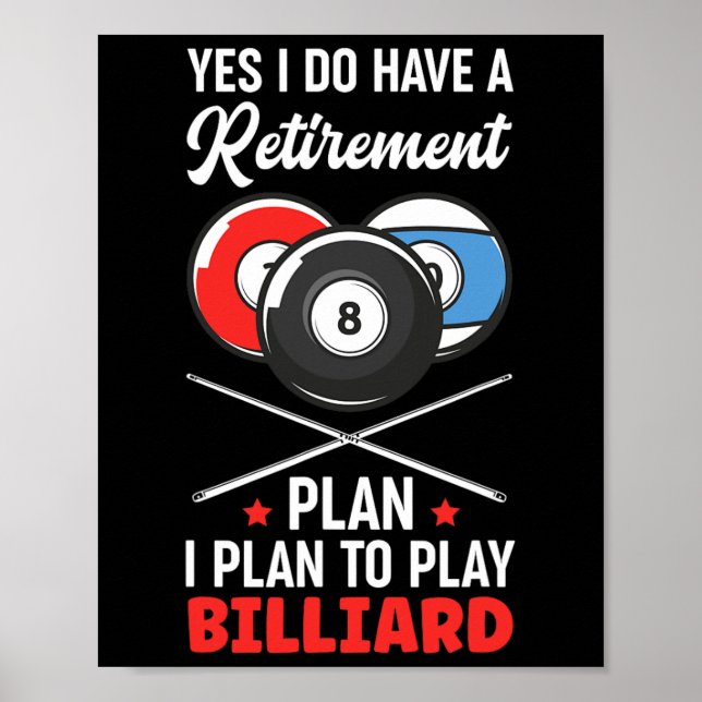 Billiards Pension Plan Billiard Snooker Boll Poster (Framsidan)