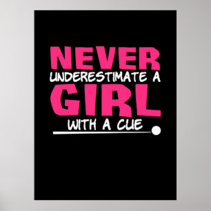 Billiards Player Bassäng Billiards Girl med Cue Poster
