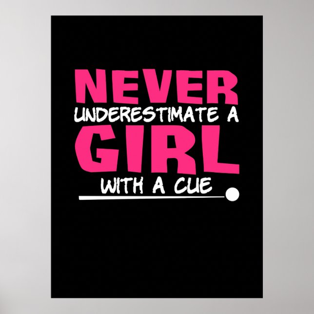 Billiards Player | Bassäng Billiards Girl med Cue Poster (Framsidan)