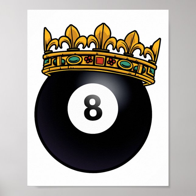 Billiards Player Kung Krona Bassäng Bord Snooker P Poster (Framsidan)