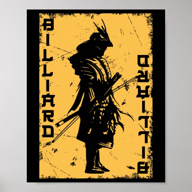 Billiards Player Samurai Japan Warrior Snooker Poo Poster (Framsidan)