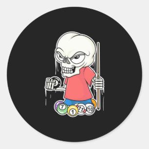 Billiards Player Skull Billiard Player Runt Klistermärke