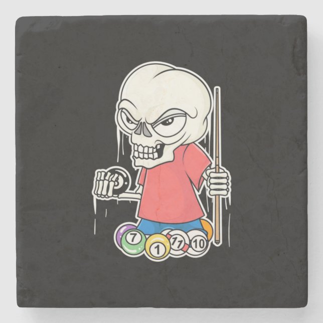 Billiards Player | Skull Billiard Player Stenunderlägg (Framsidan)