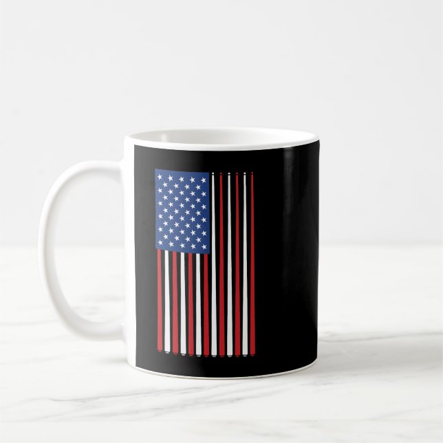 Billiards Player USA American Flagga Sticks Cue Kaffemugg (Vänster)