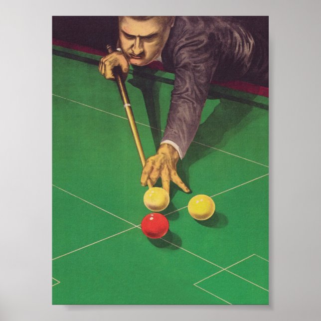 Billiards Player Vintage affisch (Framsidan)