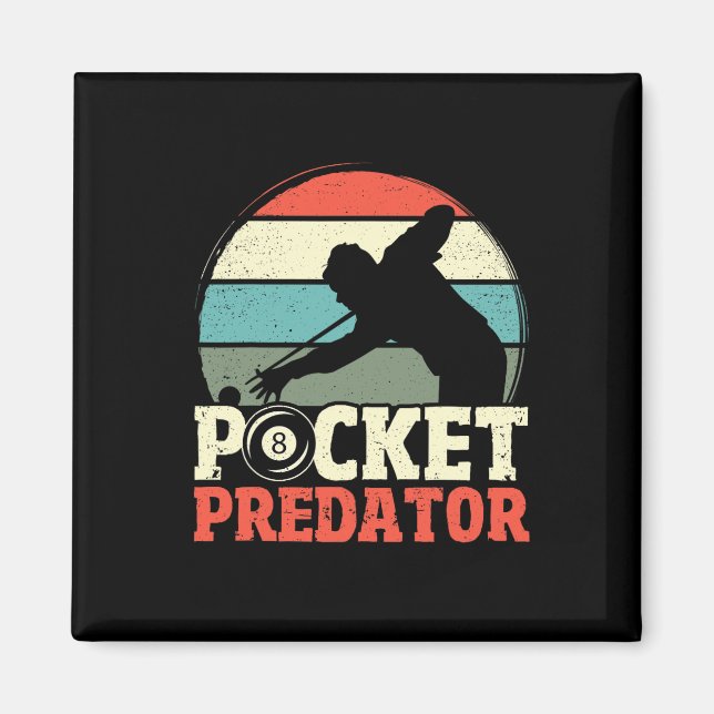 Billiards Pocket Predator 8 Boll Funny Manar Retro Magnet (Framsidan)