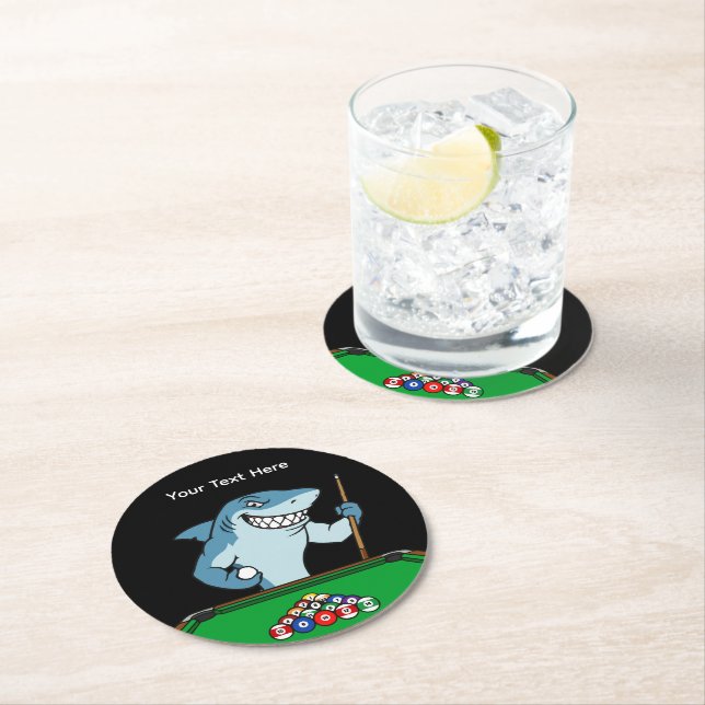 Billiards Pool Shark Guest Drink Coasters Underlägg Papper Rund (Insitu)