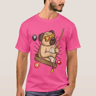 Billiards Pug Hund Hustler Bassäng Girls Snooker B T Shirt