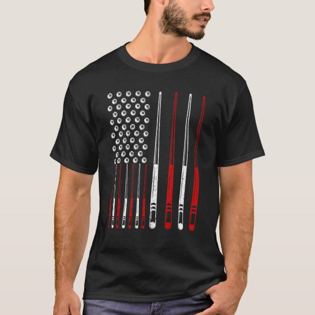 Billiards Queue Sticks Snooker American Billiards T Shirt (Framsida)