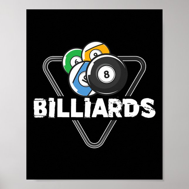 Billiards Rack Billiard Player Snooker 8 Boll Cue Poster (Framsidan)