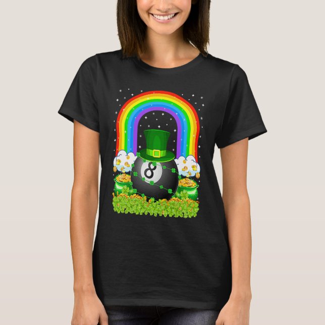 Billiards  Rainbow Leprechaun Billiards St Patrick T Shirt (Framsida)