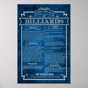 Billiards Regler Poster Art #8 Spelrumsdekor