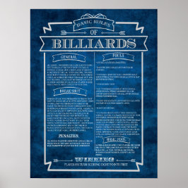 Billiards Regler Poster Art #8 Spelrumsdekor