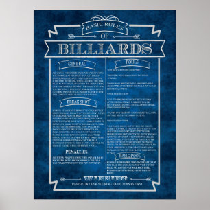 Billiards Regler Poster Art #8 Spelrumsdekor
